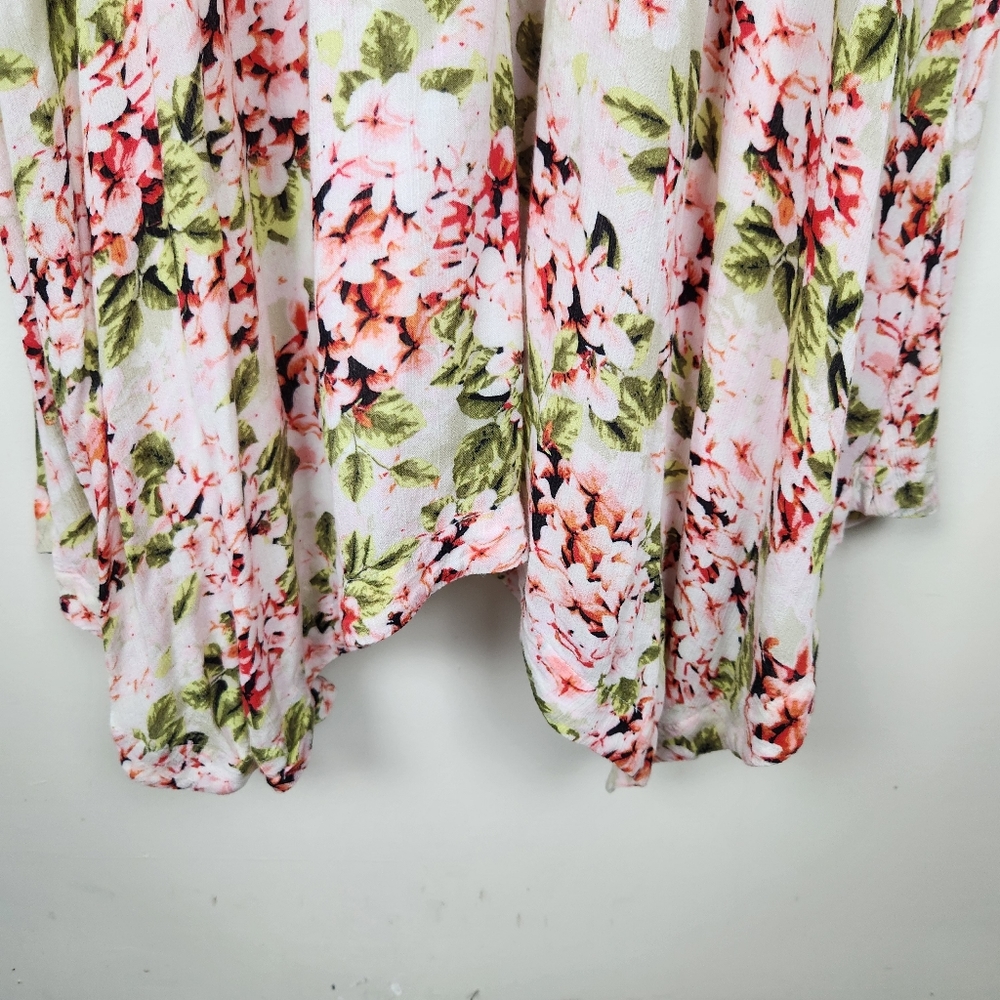 J. Jill White Pink Pebble Hydrangea Elastic Waist Asymmetrical Hem Dress Sz S - Picture 6 of 9